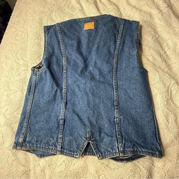 Vintage Jean Vest 80s Back Corset 'Casey Coleman' Label Embroidered Denim SM - Picture 7 of 8
